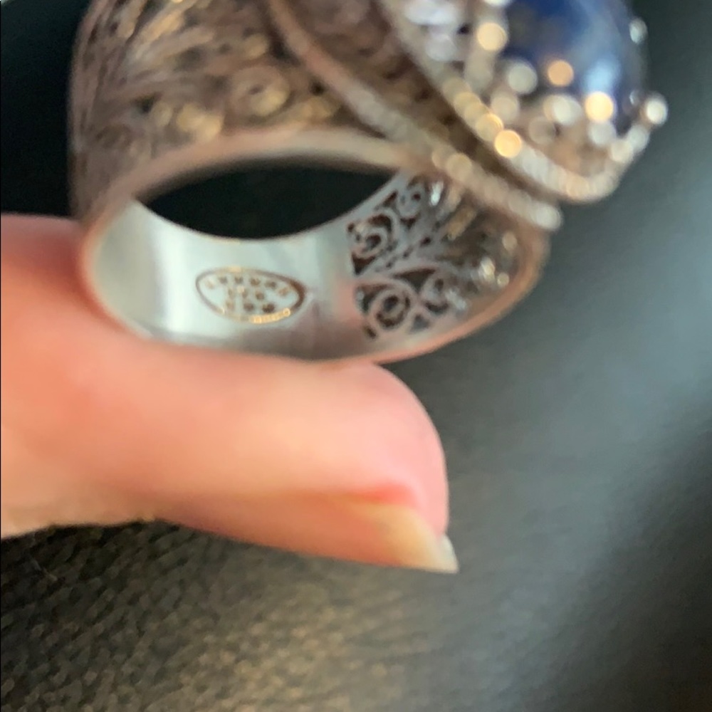 Wonderful Lapis sterling filigree ring - Picture 4 of 6